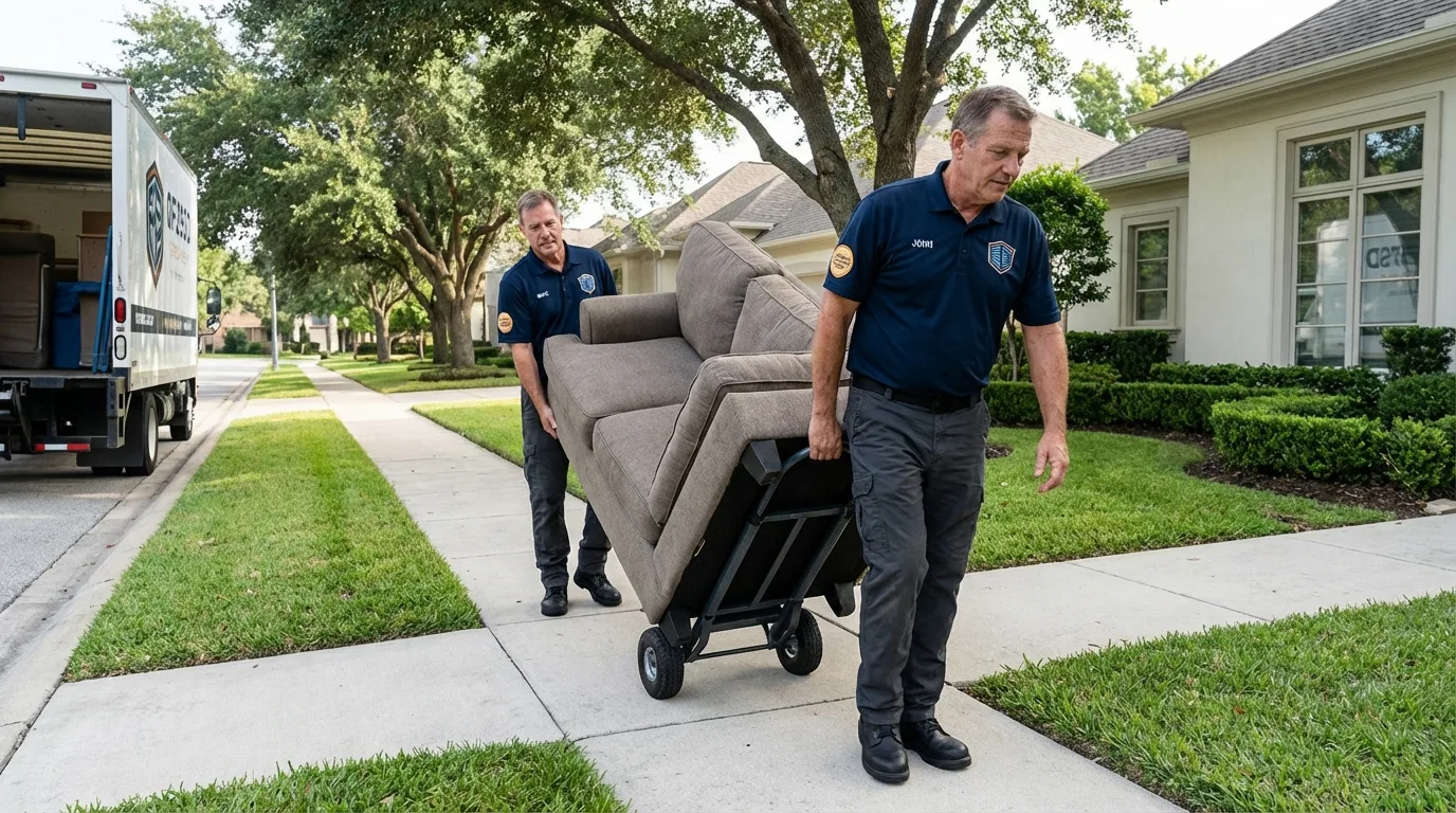 Local residential moving crew loading furniture in Attica, NY